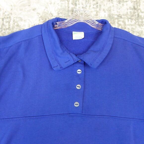 Vintage Mervyns Cheetah Sweatshirt Mens Large Blue 1/4 Button 3/4 Sleeve 90s - Picture 3 of 10